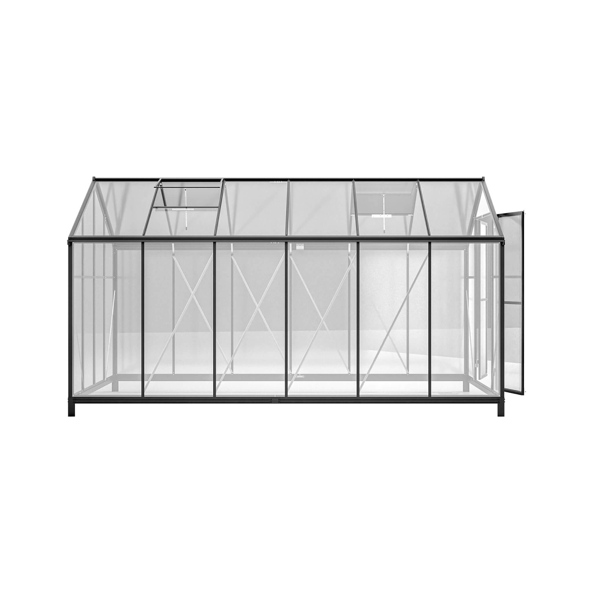 8' x 12' FT Large Outdoor Heavy-Duty Polycarbonate Walk-In Greenhouse With Double Swing Doors And Two Ventilation Windows