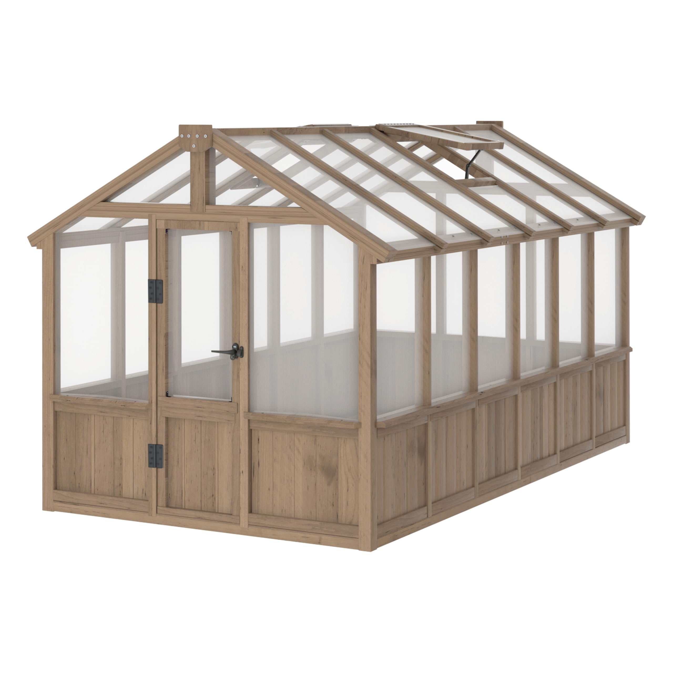 BlueWish 8x16FT Wood Greenhouse, Greenhouses with Cedar Frame, 6MM Thick Polycarbonate Panel, Wooden Green House with Adjustable Vent, Greenhouse for Outdoor, Patio, Garden, Backyard