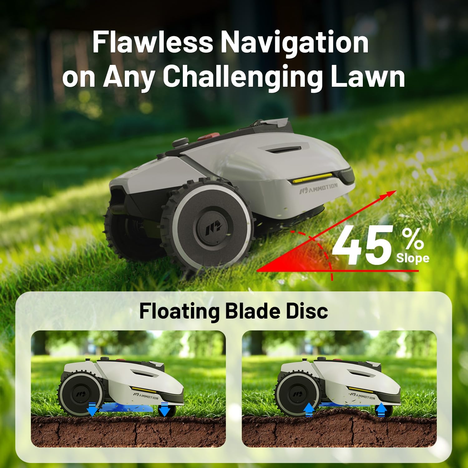 Mammotion YUKA mini 800H Robotic Lawn Mower, Reception 0.2 Acre, No Wire, No RTK Installation, Free NetRTK+AI Vision Positioning, 50% Slope, 15 Mowing Zones, Cutting Height 2''~3.5''