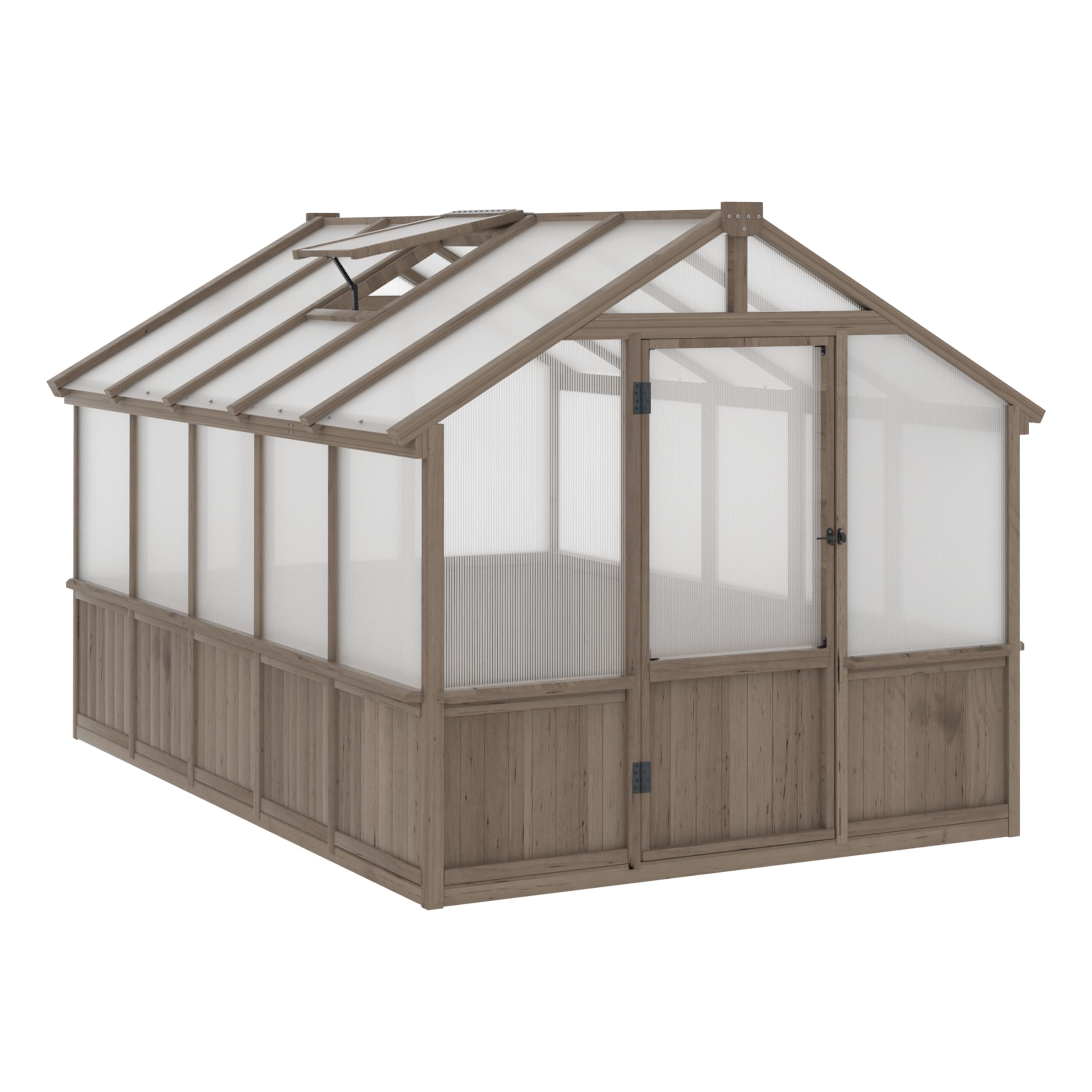 BlueWish 8x16FT Wood Greenhouse, Greenhouses with Cedar Frame, 6MM Thick Polycarbonate Panel, Wooden Green House with Adjustable Vent, Greenhouse for Outdoor, Patio, Garden, Backyard