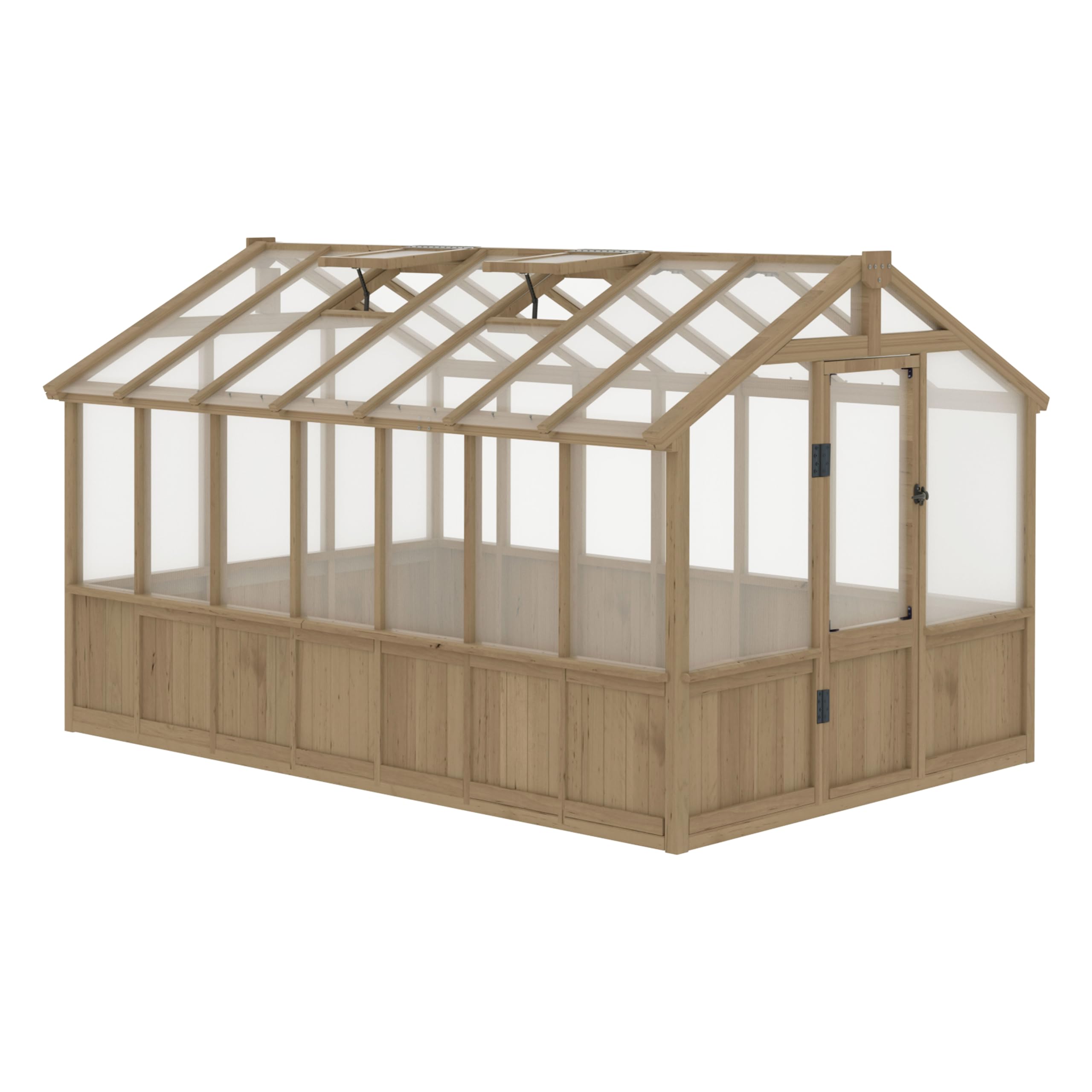 BlueWish 8x16FT Wood Greenhouse, Greenhouses with Cedar Frame, 6MM Thick Polycarbonate Panel, Wooden Green House with Adjustable Vent, Greenhouse for Outdoor, Patio, Garden, Backyard