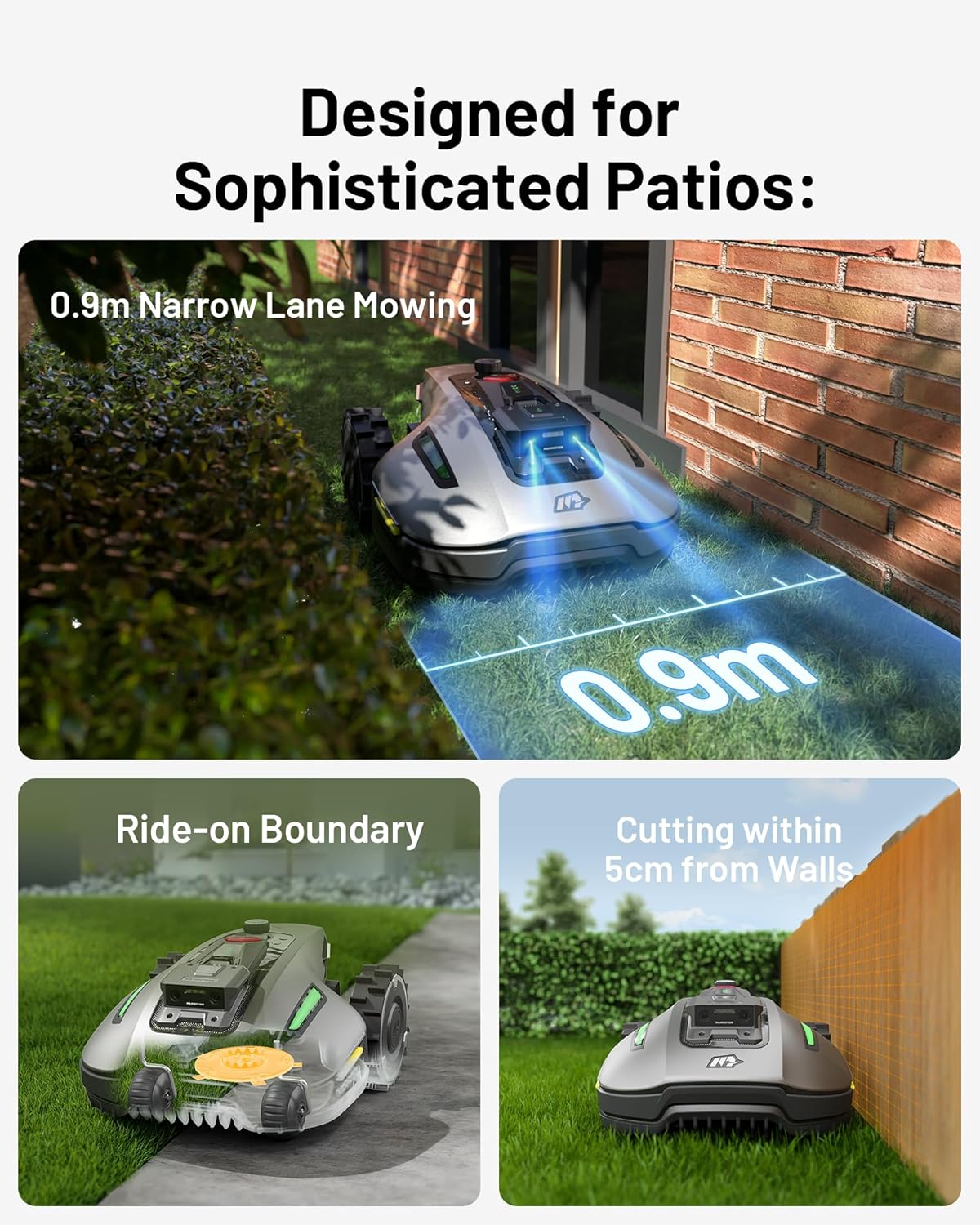 Mammotion YUKA mini 700H Robot Lawn Mower for 0.17 Acre, Max.0.35 Acre, No Wire, No RTK Installation, Free NetRTK+AI Vision Positioning, 45% Slope, Cutting Height 2''~3.5'', 15 Mowing Zones