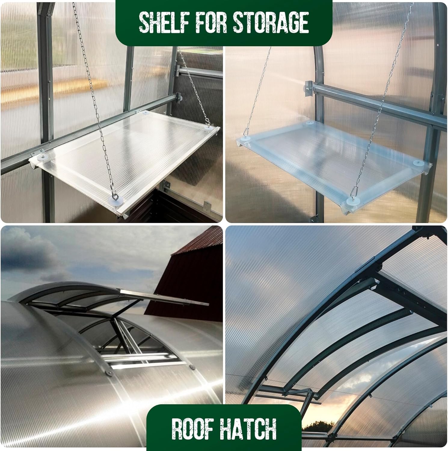 Polycarbonate Greenhouse Kit - Greenhouse 10x20 ft. (0.02 ft. Thick) - Easy Assembly & Heavy Duty Greenhouses for Outdoors- with Vents and Extra Door