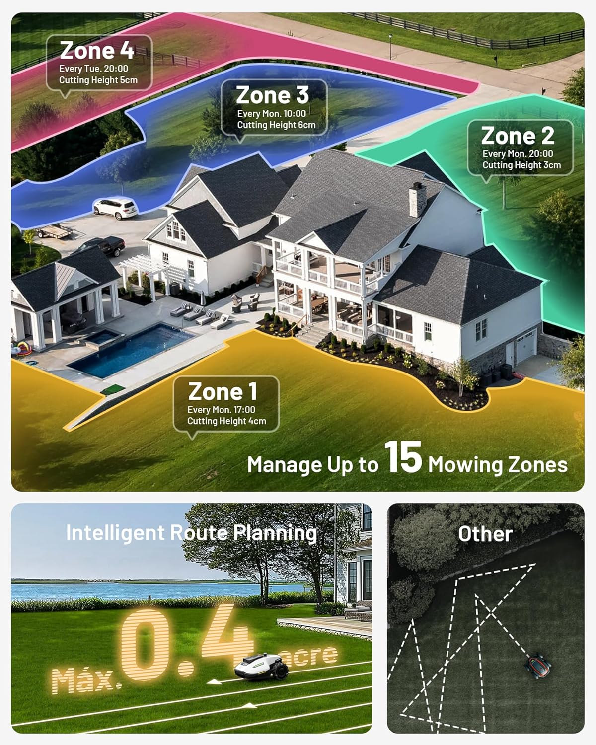 Mammotion YUKA mini 800H Robotic Lawn Mower, Reception 0.2 Acre, No Wire, No RTK Installation, Free NetRTK+AI Vision Positioning, 50% Slope, 15 Mowing Zones, Cutting Height 2''~3.5''