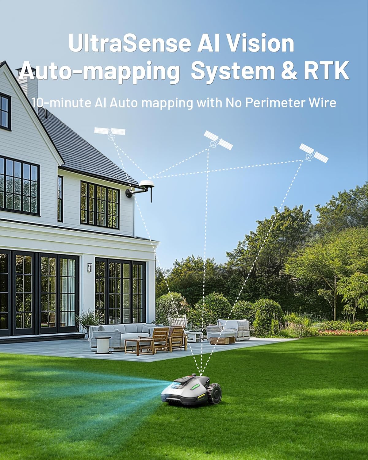 Mammotion YUKA mini 700H Robot Lawn Mower for 0.17 Acre, Max.0.35 Acre, No Wire, No RTK Installation, Free NetRTK+AI Vision Positioning, 45% Slope, Cutting Height 2''~3.5'', 15 Mowing Zones
