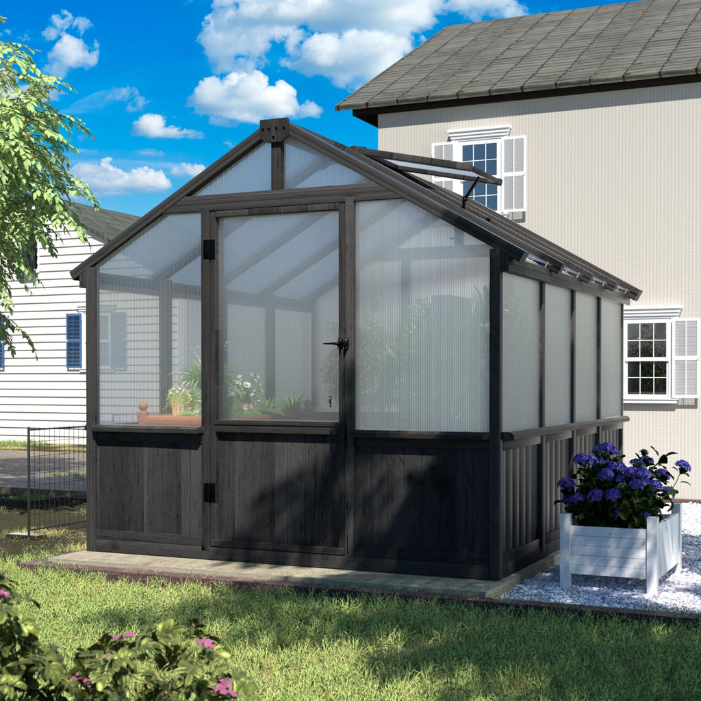 BlueWish 8x16FT Wood Greenhouse, Greenhouses with Cedar Frame, 6MM Thick Polycarbonate Panel, Wooden Green House with Adjustable Vent, Greenhouse for Outdoor, Patio, Garden, Backyard