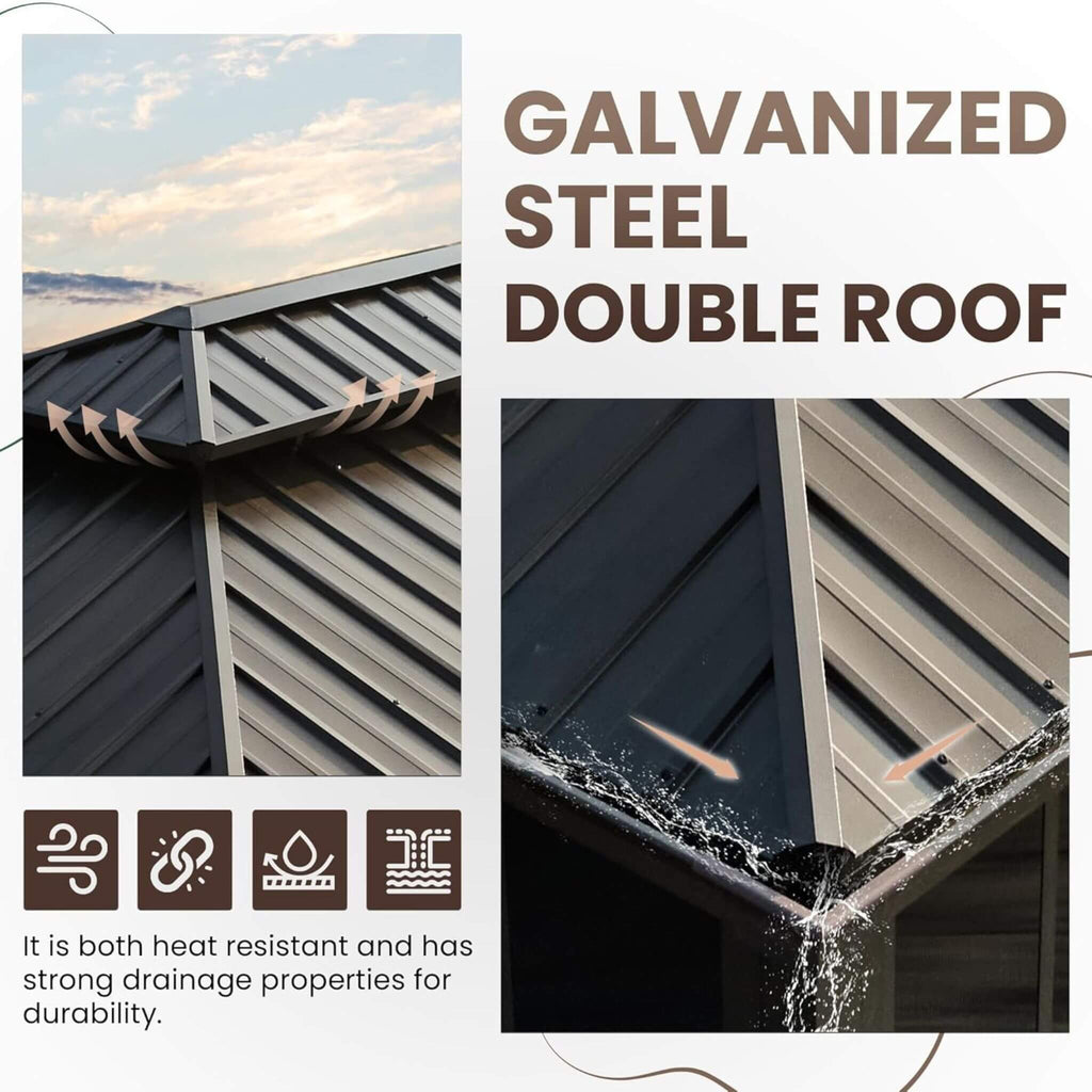 Alora Terrace Fully-Enclosed Outdoor Black Sunroom with Lockable Sliding Doors and Galvanized Double Steel Roof